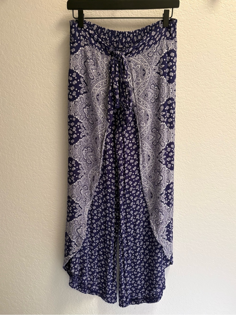 Japna Navy and White Paisley High-Low Wrap pants